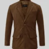 Mid Brown Suede Leather Blazer