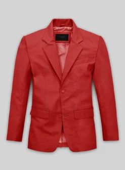 Soft Tango Red Leather Blazer