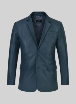 Soft Winsor Blue Leather Blazer