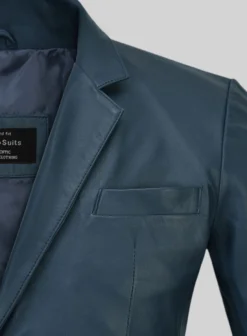 Soft Winsor Blue Leather Blazer -Studiosuits Shop softwinsorblueleatherblazer 2