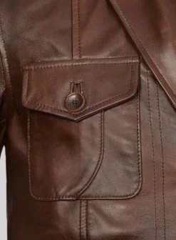 Spanish Brown Leather Blazer - #716 -Studiosuits Shop spabrwnleathblazer716look 4