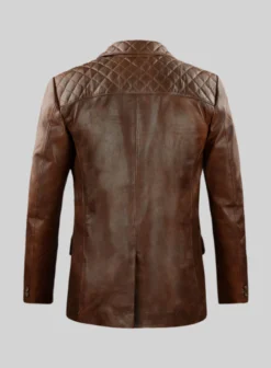 Spanish Brown Harper Leather Blazer -Studiosuits Shop spanbrwnharperlook 2