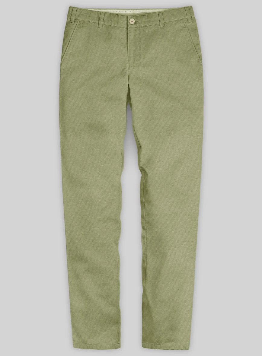 Washed Stretch Summer Army Green Chino Pants 1 Washed Stretch Summer Army Green Chino Pants