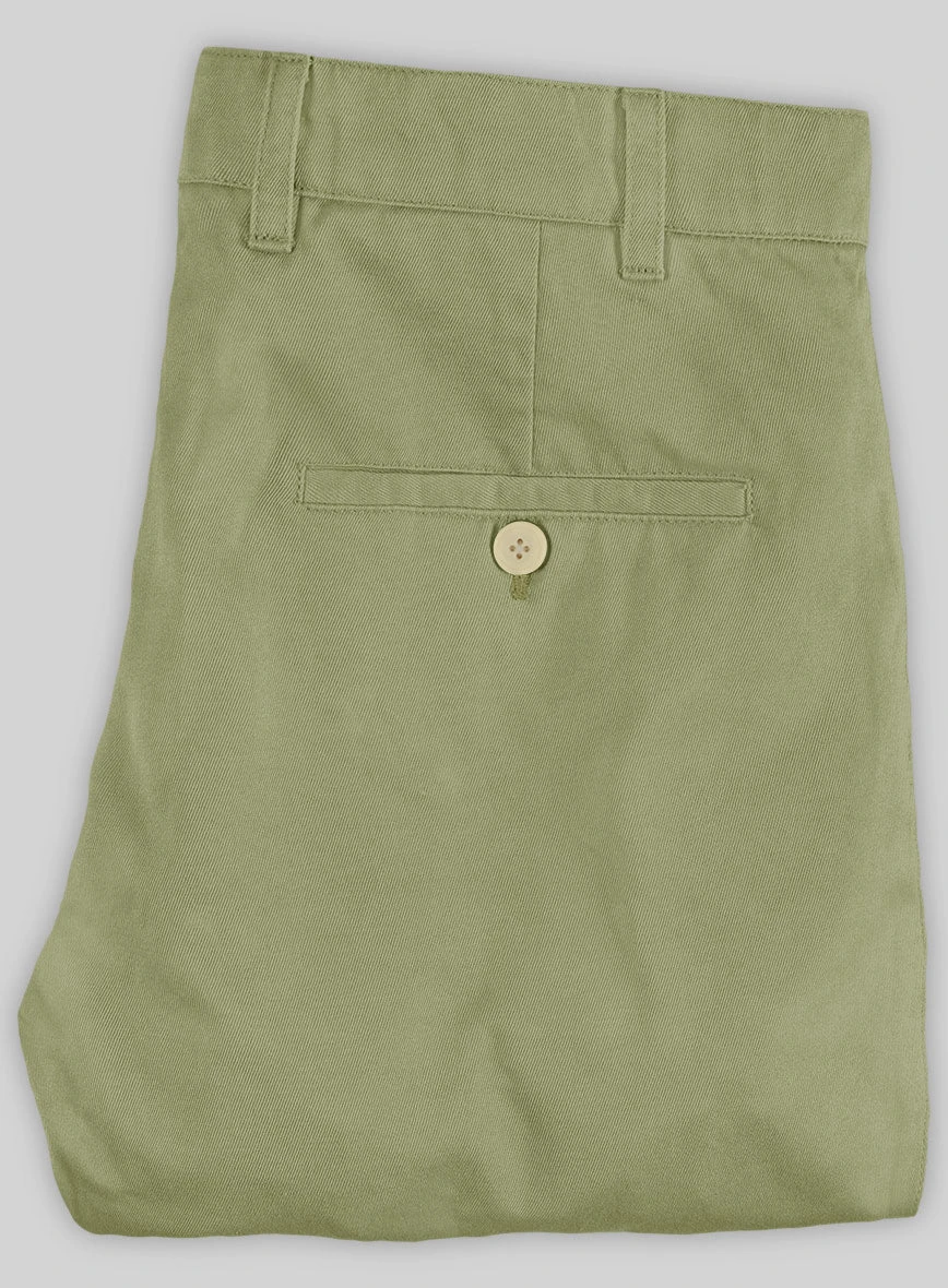 Washed Stretch Summer Army Green Chino Pants 2 Washed Stretch Summer Army Green Chino Pants - Image 2