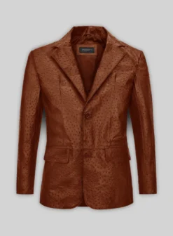 Tan Brown Ostrich Leather Blazer