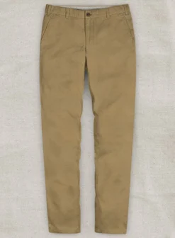 Washed Tan Feather Cotton Canvas Stretch Pants
