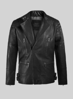 Thunderbolt Black Moto Leather Jacket