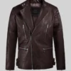 Thunderbolt Burgundy Moto Leather Jacket