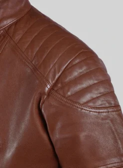 Thunderbolt Tan Moto Leather Jacket -Studiosuits Shop thundrbolttanmotoleatherjacketlk 4