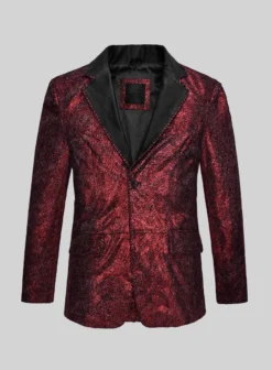 Twilight Red Medieval Tuxedo Leather Blazer