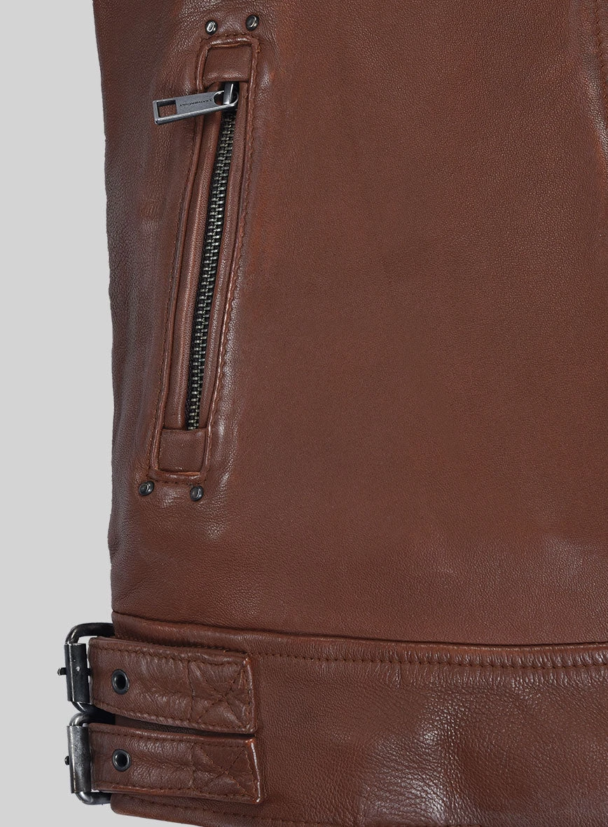 Nobelvalor Tan Rider Leather Jacket 6 Nobelvalor Tan Rider Leather Jacket - Image 6