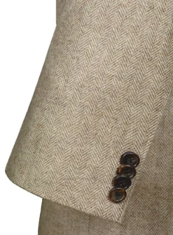 Vintage Herringbone Light Beige Tweed Long Coat -Studiosuits Shop vinherltbgpocktweedlongcoatlook 7