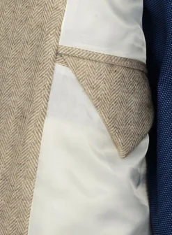 Vintage Herringbone Light Beige Tweed Long Coat -Studiosuits Shop vinherltbgpocktweedlongcoatlook 8