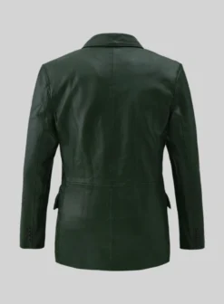 Vintage Green Leather Blazer -Studiosuits Shop vintagegreenleatblazer 2