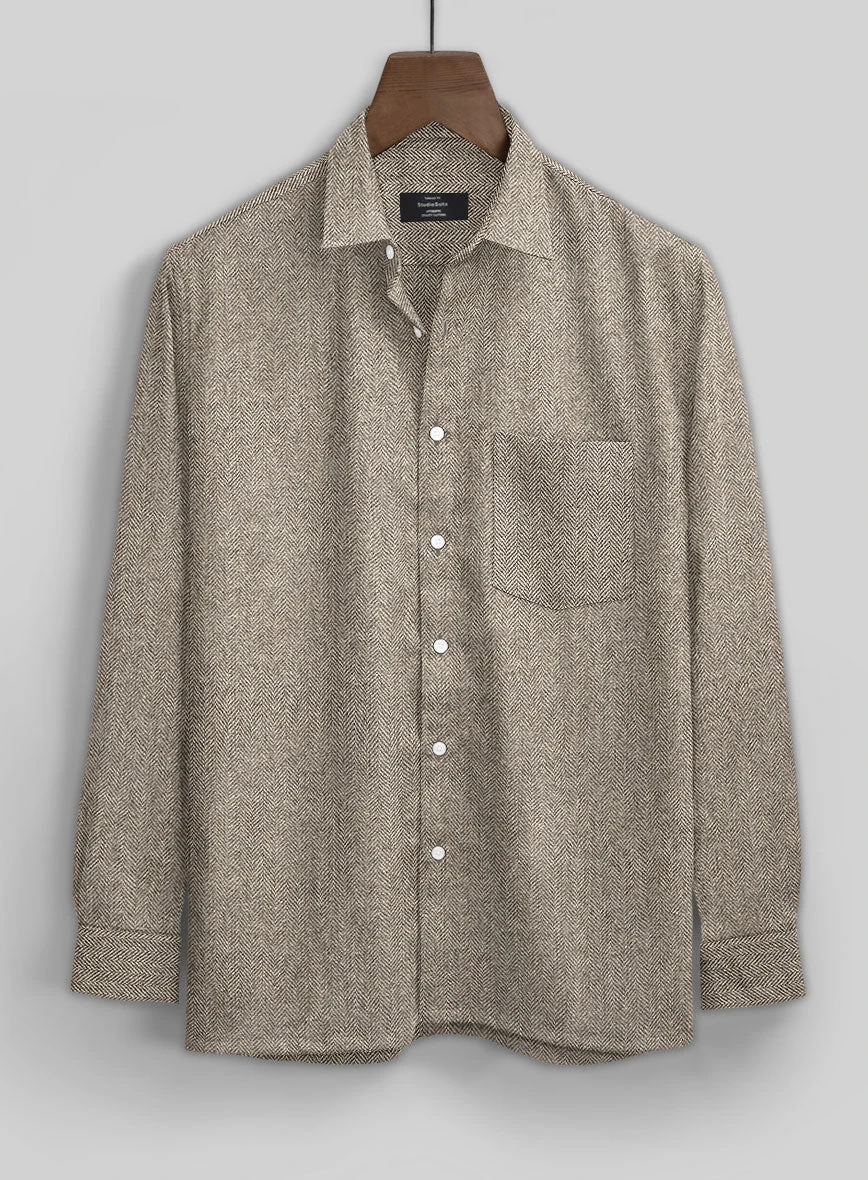 Vintage Herringbone Brown Tweed Shirt 2 Vintage Herringbone Brown Tweed Shirt - Image 2
