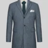 Vintage Herringbone Blue Tweed Overcoat