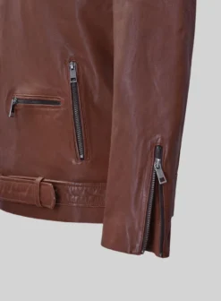 Wanderer Tan Riding Leather Jacket -Studiosuits Shop wanderertanbikerleatherjacketlook 3