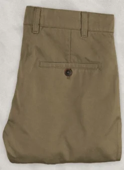Washed Dark Beige Feather Cotton Canvas Stretch Chino Pants -Studiosuits Shop washdkbeigefeatcotcanvstrchinos 1