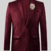 Wine Velvet Blazer - Lion Handwork