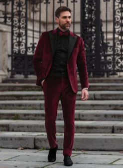Wine Velvet Tuxedo Suit
