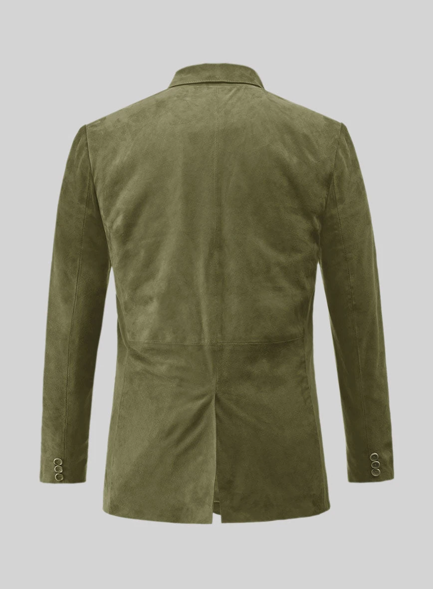 Woodland Green Suede Leather Blazer 2 Woodland Green Suede Leather Blazer - Image 2