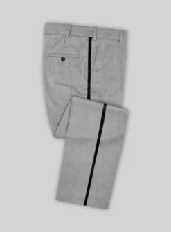 Worsted Light Gray Wool Tuxedo Suit -Studiosuits Shop worstedlightgraywooltuxedosuitlk 2