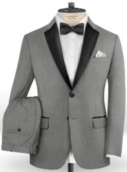 Worsted Mid Charcoal Wool Tuxedo Suit