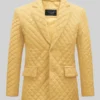 Yellow Bocelli Quilted Leather Blazer