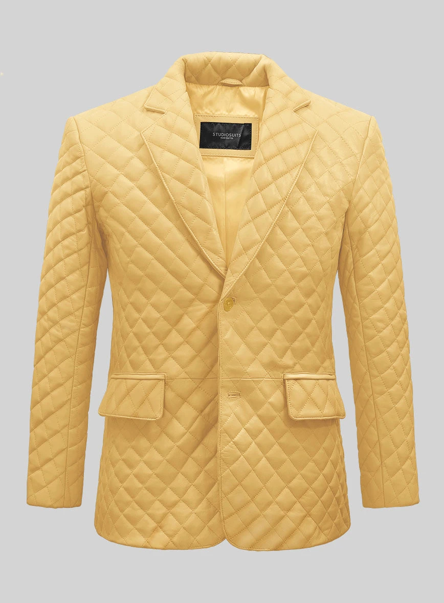 Yellow Bocelli Quilted Leather Blazer 1 Yellow Bocelli Quilted Leather Blazer