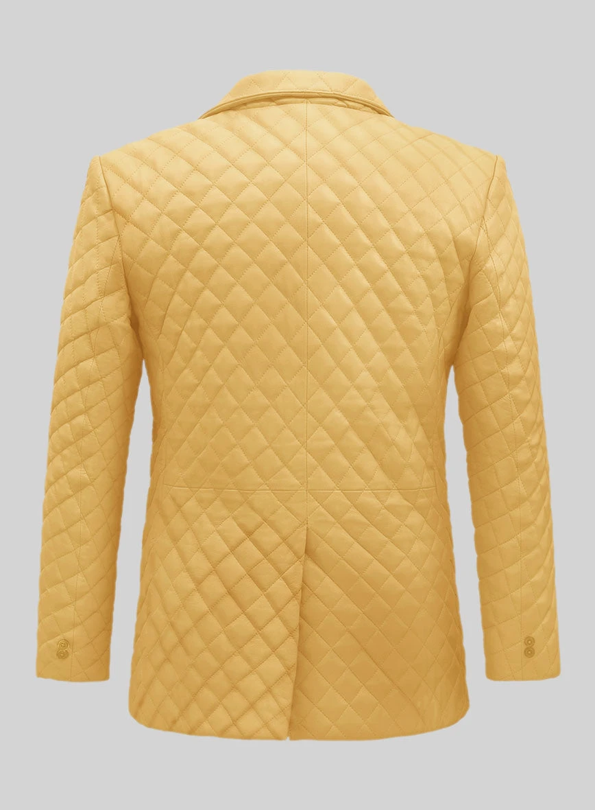 Yellow Bocelli Quilted Leather Blazer 2 Yellow Bocelli Quilted Leather Blazer - Image 2
