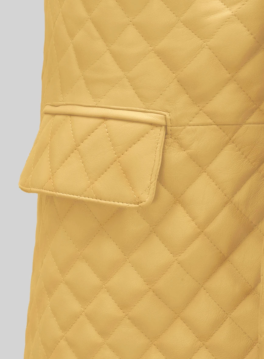 Yellow Bocelli Quilted Leather Blazer 4 Yellow Bocelli Quilted Leather Blazer - Image 4