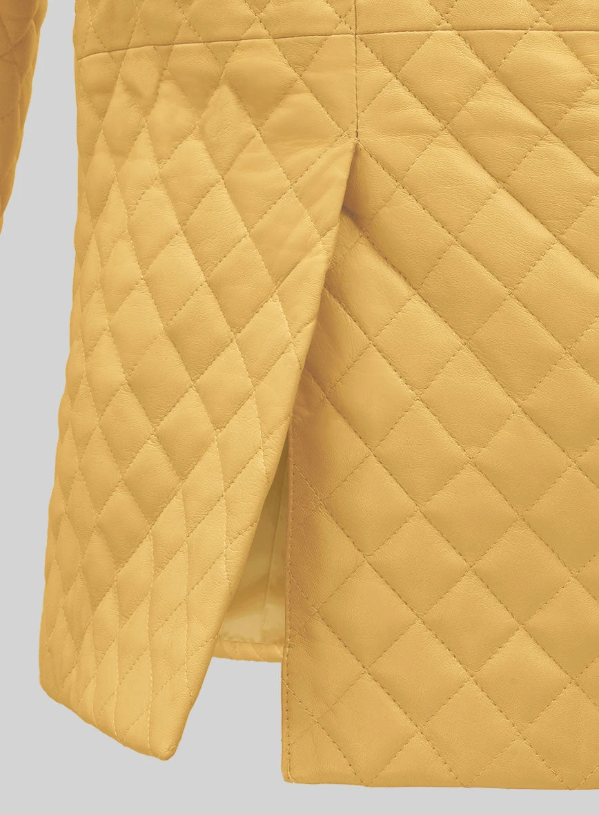 Yellow Bocelli Quilted Leather Blazer 3 Yellow Bocelli Quilted Leather Blazer - Image 3